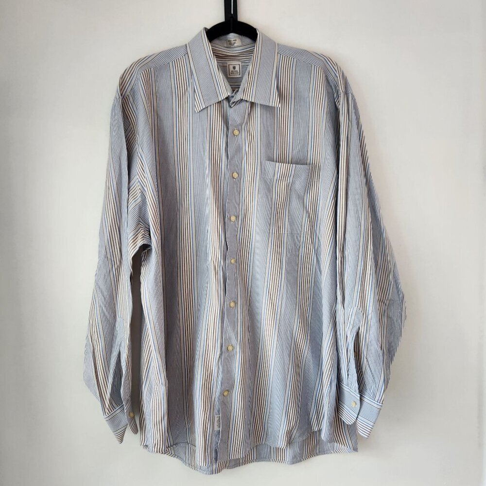 Peter Millar Striped Long Sleeve Button Down Shirt Dress Professional Men's XL